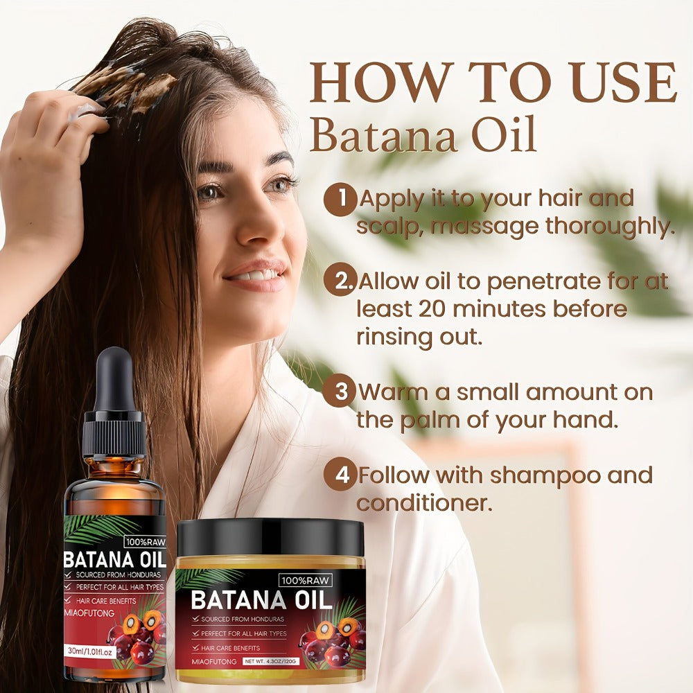 Batana Hair Oil 2-Pack Pure Honduran Natural Formula - Scalp Nourishing Strengthening Repair Oil for Dry Damaged Brittle Thinning Hair Breakage Split Ends Women Men