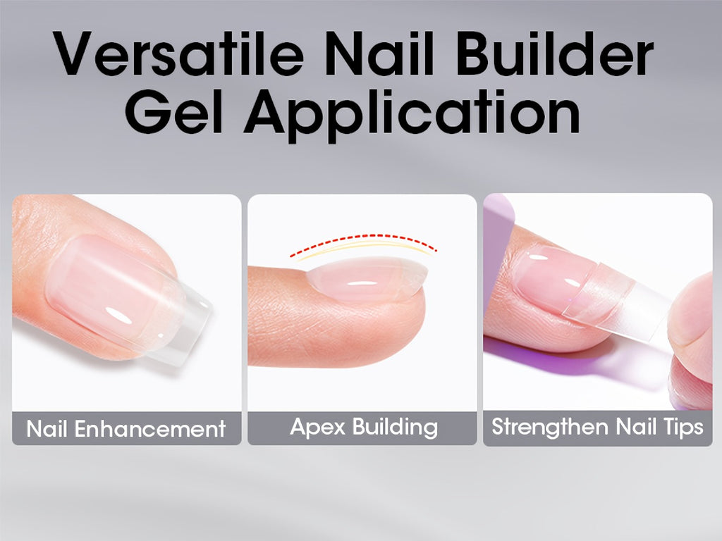 Gellen Clear 5-In-1 Hema-Free Builder Gel for Nails, 0.68oz for Nail Strengthener in a Bottle, for Nail Extension Hard Gel, Soak Off Long-Lasting Light, Base Coat Top Coat Needed