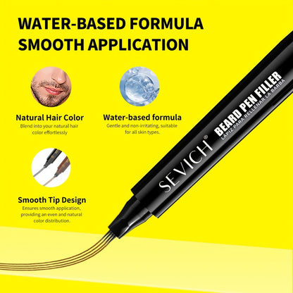Beard Pen Kit with Hair Brush - Waterproof Long-Lasting Beard Pencil Filler for Fuller Beard | Men's Grooming Tool | Black & Dark Brown | 1pc or 2pcs