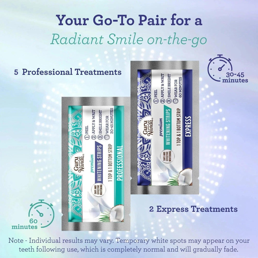 Teeth Whitening Strips 7-Day Treatment with Non-Slip Dry Strip Technology, Hydrogen Peroxide & Coconut Oil Formula, Removes Coffee Wine & Smoking Stains, Easy Peel-Off Design for Brighter Smile