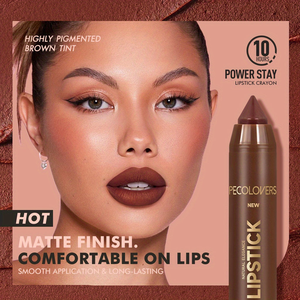 6pcs Matte Lip Liner in Brown Tube, Long-lasting, Smooth Contouring, Non-smearing, Used to Outline and Fill Lips, Various Shades