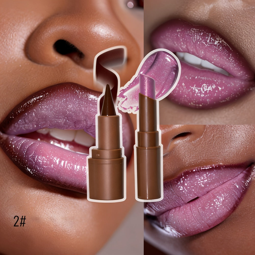 Dark Lip Liner Pen + Metallic Solid Lipstick Set | Creates A Three-dimensional Lip Shape, One Application Gives A Full And Shiny Effect, Long-lasting Color Retention Without Smudging, Ideal Gift For Any Occasion