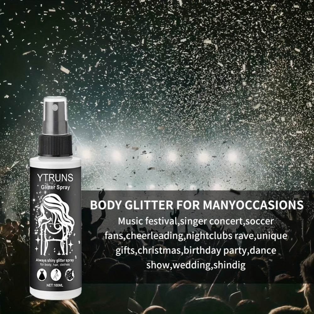 YTRUNS 3.38oz Sparkle Glitter Spray | Star-Shaped Shimmer for Body, Hair & Clothes | Hydrating Formula for Daily & Festive Use