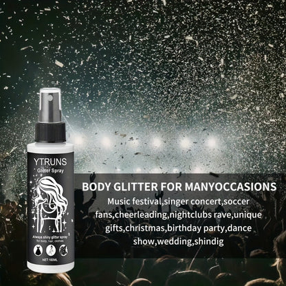 Body Shimmer Spray for Women – Star-Shaped Glitter Sparkle Mist 100ml Hydrating Formula for Body Hair & Clothes, Daily Wear Festival Rave Photoshoot Glow