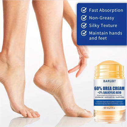 Foot Cream for Cracked Heels & Dry Skin | Salicylic Acid Urea Heel Repair Cream with Aloe Vera & Beeswax | Smooth Feet Knees Elbows Hands | Unisex 40g 2pcs