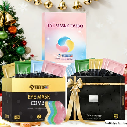 Under Eye Mask Patches 40 Pairs Collagen Caffeine Aloe Vera 4 Types Eye SPA Multi-Color Moisturizing Daily Eye Care Gift Set for Women All Skin Types