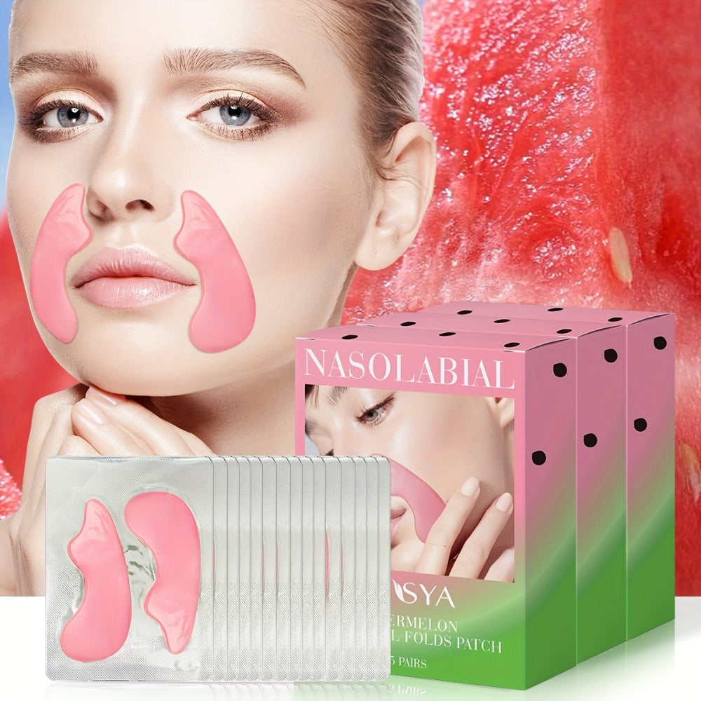 ILISYA Smile Lines Patches, Watermelon Collagen Face Mask, 15 Pairs in 3 Boxes, Contains Niacinamide Caffeine And Variety Plant Extracts, Deep Moisturizing And Hydrating