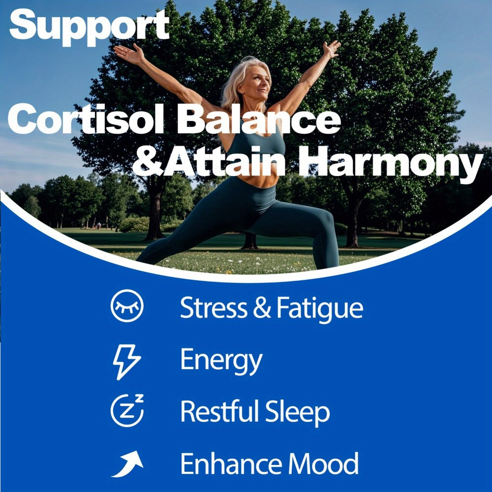 Stress Manager-Balanced Cortisol, Restful Sleep & Mood Enhancement, Relax|with Rhodiola Rosea, Ashwagandha, L-Theanine & Magnesium 120 Capsules, 4 Months Supply