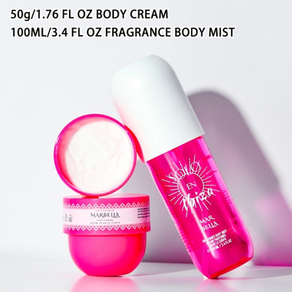 Body Hair Fragrance Mist Gift Set 2-Piece SOLO EN IBIZA Perfume Mist Body Cream Long Lasting Vanilla Fruit Scent 3.4 fl oz Unisex for Men Women 4 Scent Varieties
