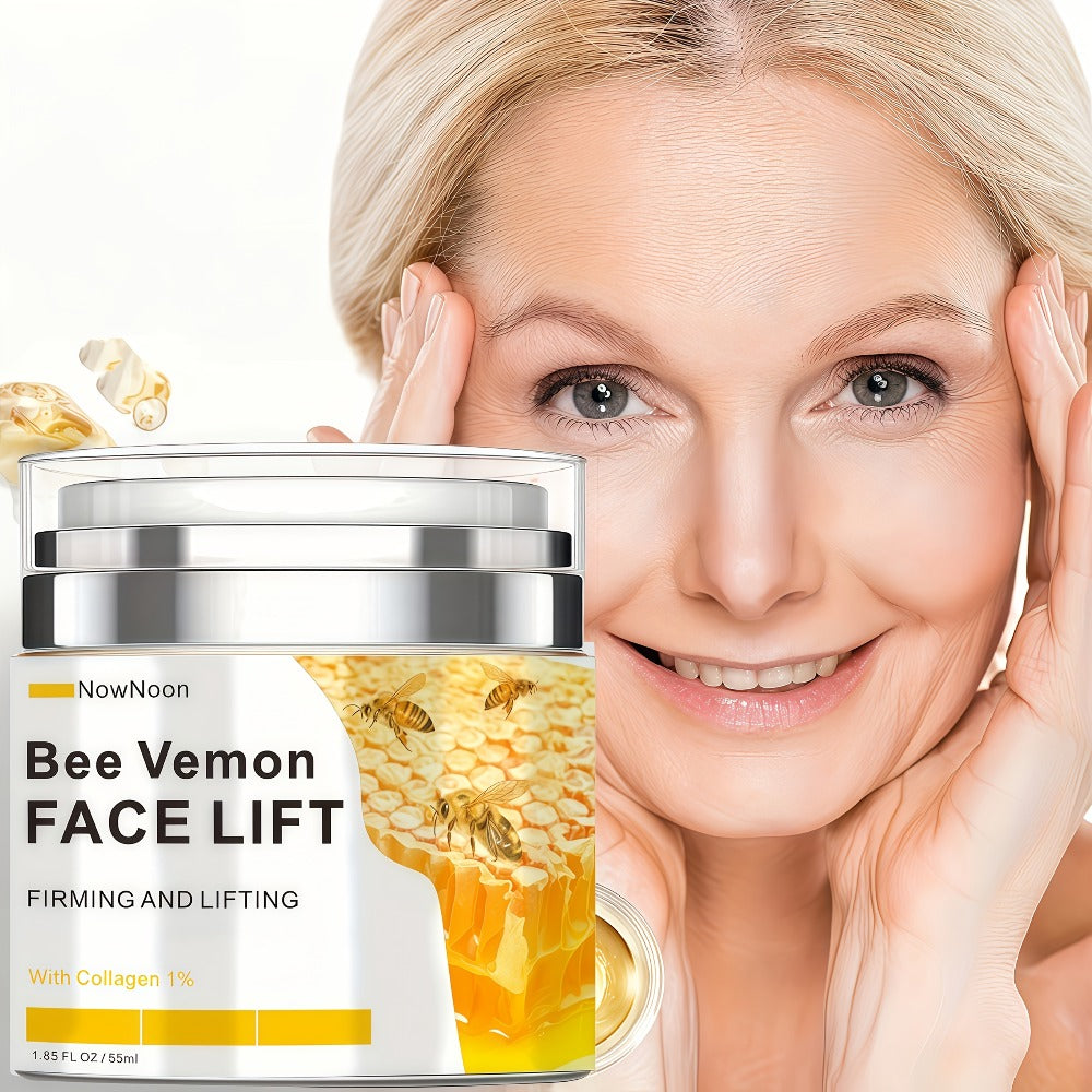 1.69oz Bee Venom Firming & Lifting Cream - Enriched with Hyaluronic Acid, Collagen and Vitamin E to Deeply Hydrate and Moisturize, Even Light Beige, Emollient and Radiant, Suitable for All Skin Types, Light Texture, Can Be Applied to the Face