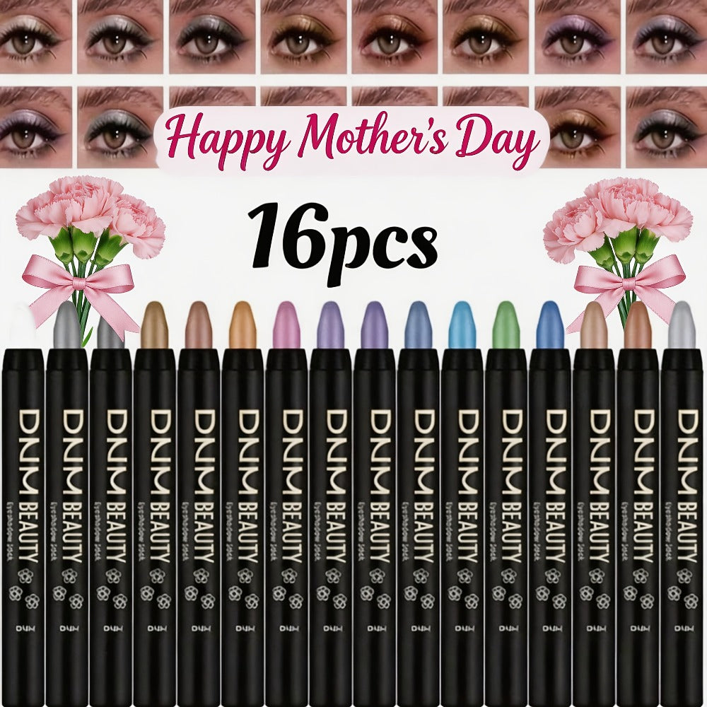 Eyeshadow Stick Set 16 Colors Highly Pigmented Waterproof Matte & Shimmer Eye Makeup Pencil Kit - Blendable Crease-Proof Long-Lasting Eye Crayon for Women Beginners Daily & Glam Looks