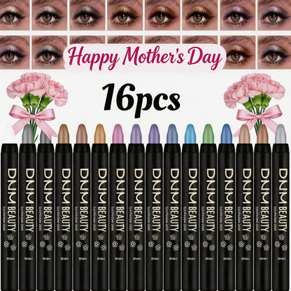 Eyeshadow Stick Set 16 Colors Highly Pigmented Waterproof Matte & Shimmer Eye Makeup Pencil Kit - Blendable Crease-Proof Long-Lasting Eye Crayon for Women Beginners Daily & Glam Looks