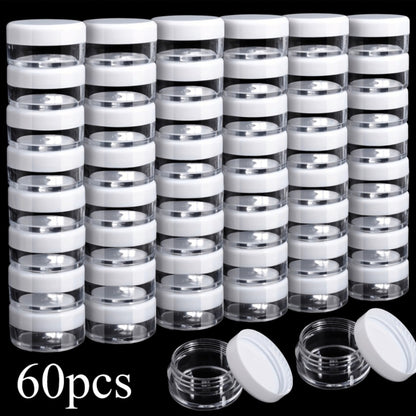 Mini Plastic Cosmetic Containers with Lids – 60 Pack 5g Round Sample Jars for Travel, Lip Balm, Lotion, Cream, Powder & DIY Beauty – Small Empty Refillable Pots Bulk Set