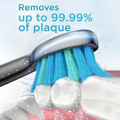 Electric Toothbrush for Adults Sonic Rechargeable 5 Cleaning Modes 6 DuPont Brush Heads 40000 VPM 120-Day Battery 2-Minute Smart Timer Whitening Sensitive Polish Massage USB Charge Travel Ready