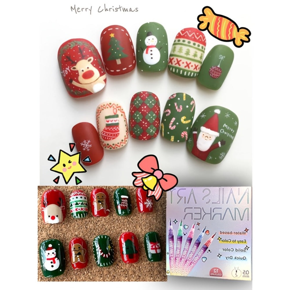 1set Nail Doodle Pen 12-color Nail Art Pens, Nail Art DIY Dot Stitching Pen, 3D Doodle Nail Art Pen, Nail Art Pen Set, Quick Drying, Suitable for Home And Salon DIY, Valentine's Day Nail Supplies Gift Graduation Gifts, Back to School.