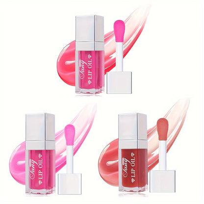 Lip Gloss Oil Set 3pcs/6pcs - Hydrating Plumping Lip Glow Oil, Shiny Transparent Lip Plumper, Long-Lasting Glossy Lip Color in Berry Coral Pink Red, Valentine's Day Gift for Her