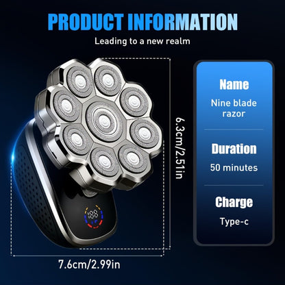 Electric Shaver for Men 5-in-1 Bald Head Shaver Wet Dry Electric Razor with 7D 9D Floating Head Detachable Magnetic Blades Cordless Grooming Kit Gift for Dad