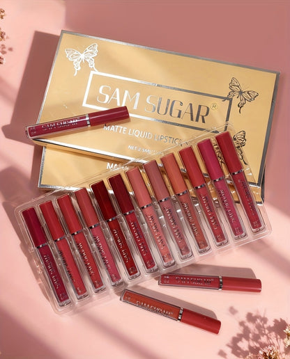 Matte Lip Gloss Set 12 Pieces Long Lasting Waterproof Liquid Lipstick No Spillage Sweat-Proof Color-Resistant Lip Makeup Gift Set