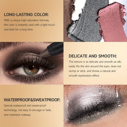Eyeshadow Stick Set 6pcs Dual-Tipped with Brush Shimmer Glitter Eye Contouring Highlighting Pencil Multicolor Easy Apply Eye Makeup Kit