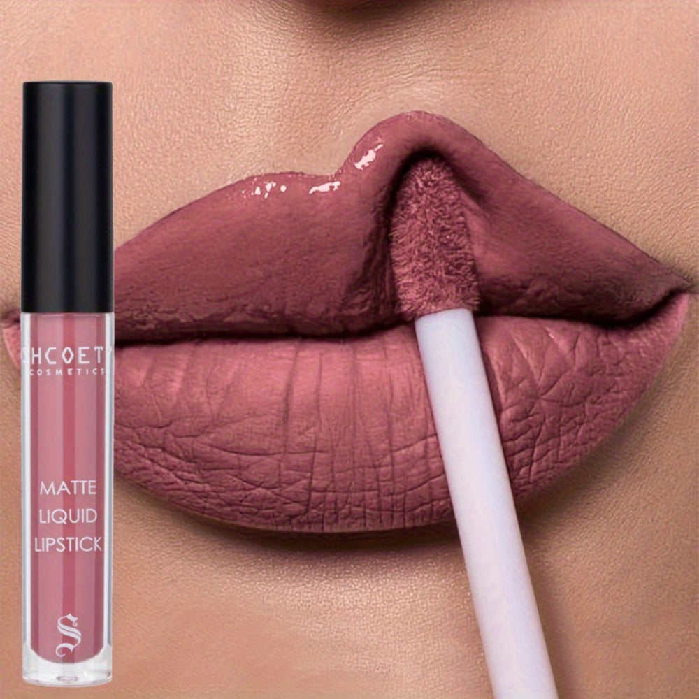 Matte Lip Glaze Set of 3 — Long-Lasting Waterproof Velvet Lip Mud in Brown, Pink & Red, Non-Stick Non-Greasy Formula, Cute Bear Packaging, Perfect for Daily Wear, Party & Festival Makeup