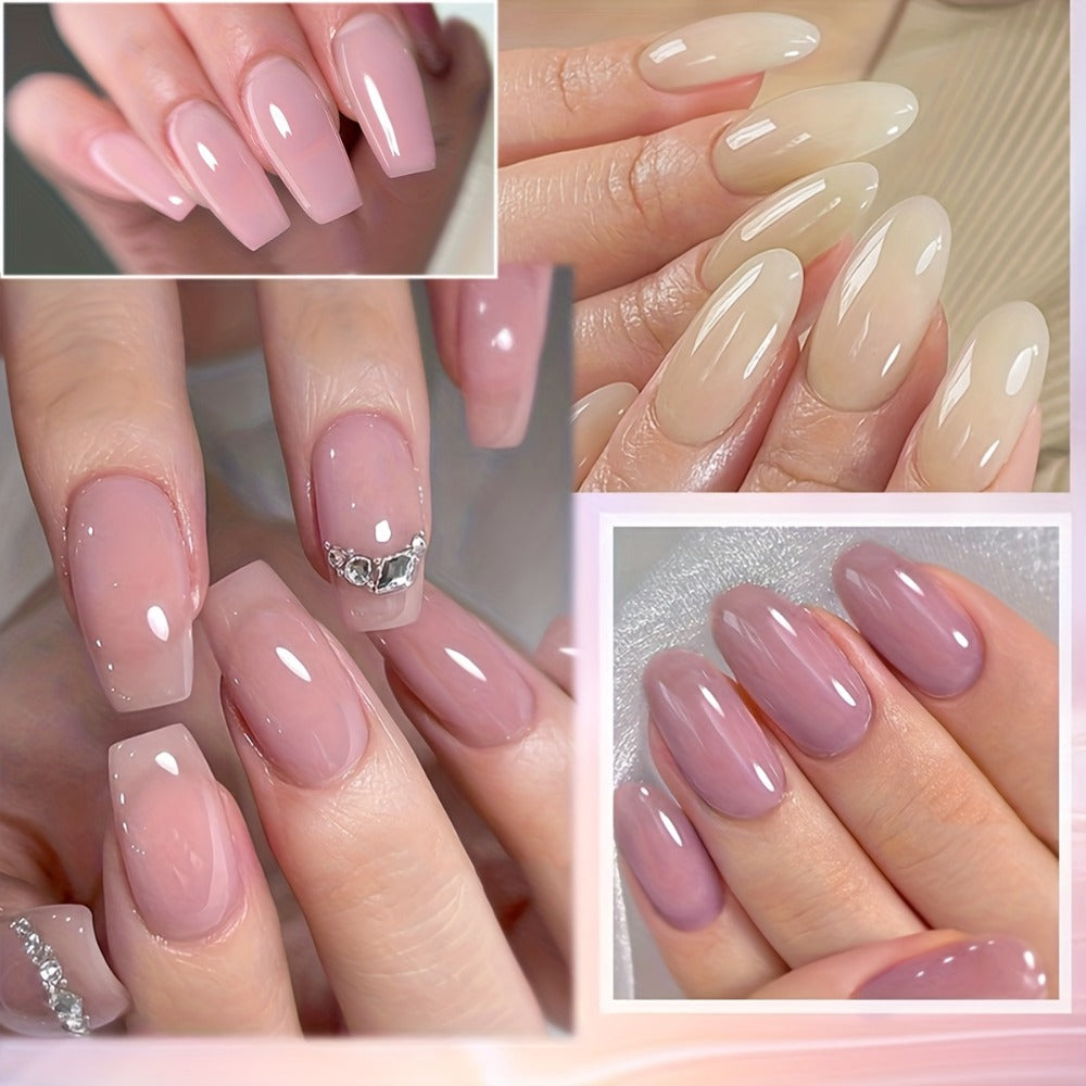 Spring Nail Art Fashion 2025 Bright Nails 4pcs/set 0.51oz New Trendy Icy Nude Nail Polish Semi Permanent Nail Dip LED Nail Salon DIY Nail Salon Gel