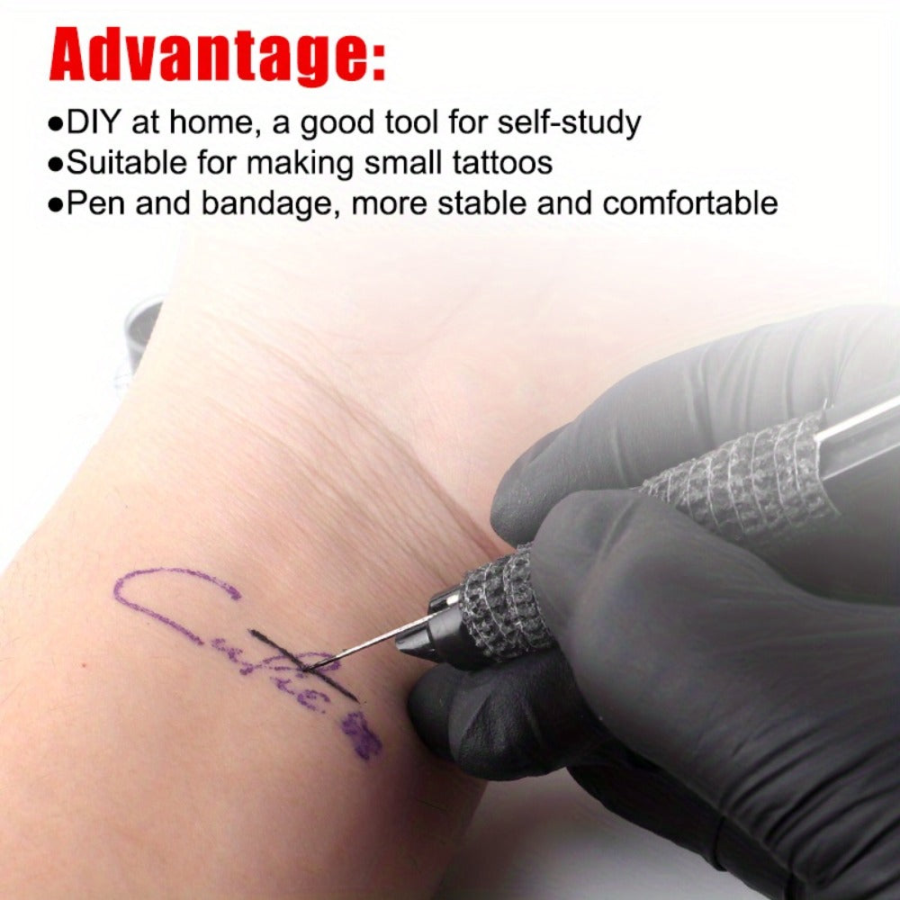 DIY Tattoo Supplies Kit for Beginners - A4 Transfer Paper with Patterns Stylus Ink Pen Needles Black Red Ink Transfer Gel No Electricity No Drawing Required