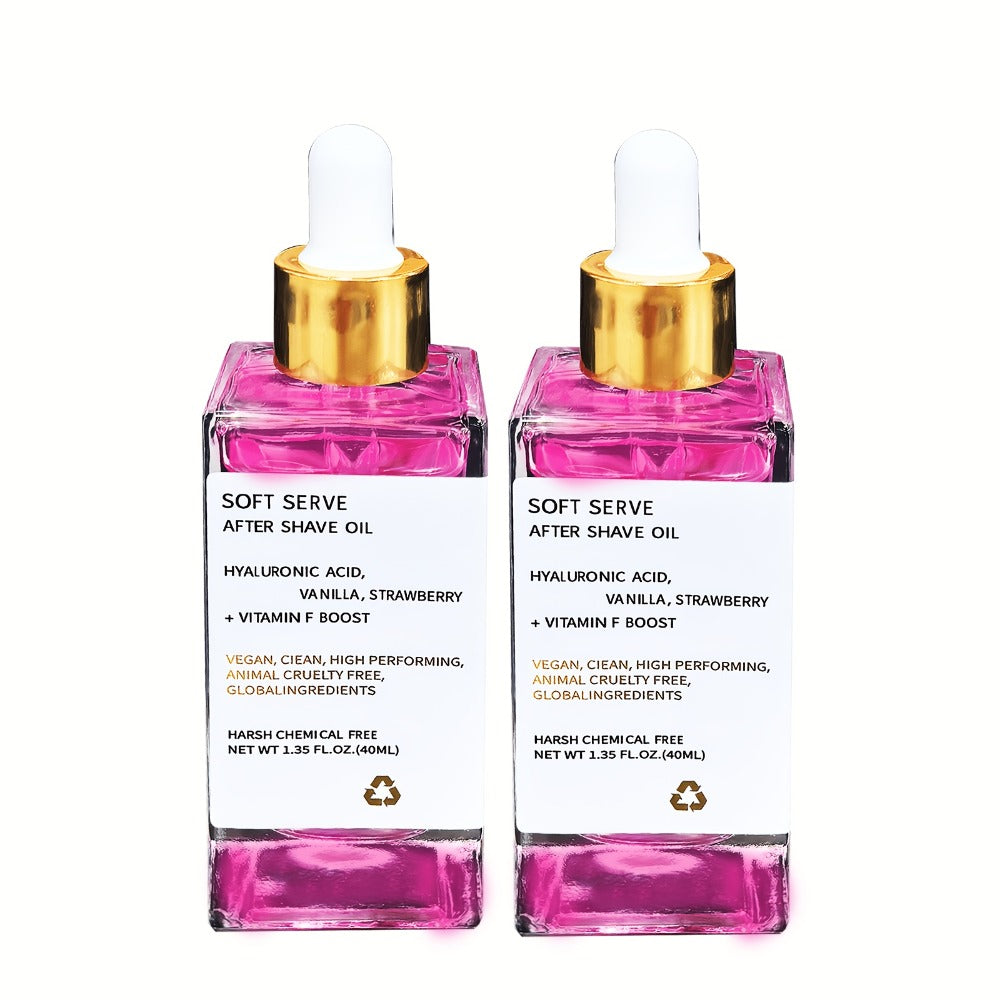 2pcs * 1.35oz Unisex Hypoallergenic Strawberry Vanilla After Shave Oil, Moisturizes and Soothes Skin, Enriched with Glycerin, Suitable for All Skin Types, Beard and Mustache Care, Ideal for After Shave, Body Oil, Face Oil, Christmas/New