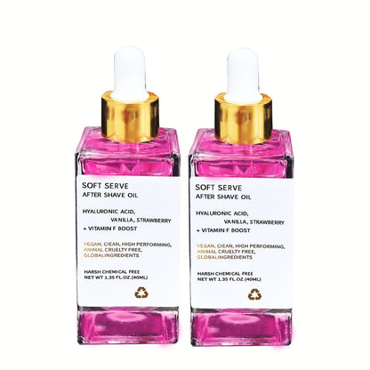 Beard & Mustache Oil 2pcs 1.35oz - Strawberry Vanilla After Shave Oil with Glycerin, Hypoallergenic Moisturizing Face & Body Oil for All Skin Types, Unisex
