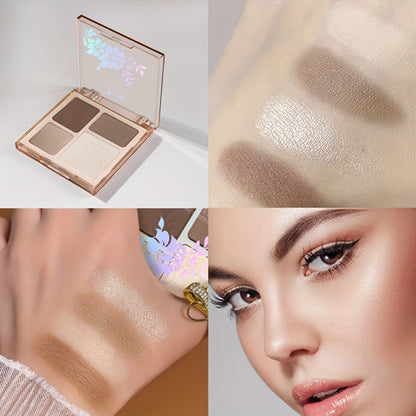 Contour Palette 4 Colors - Matte & Glossy Shades for Face Contouring, Highlighting & Eyeshadow | Multifunctional Bronzer Blush Palette for Sculpting & Defining Facial Features | Everyday Makeup