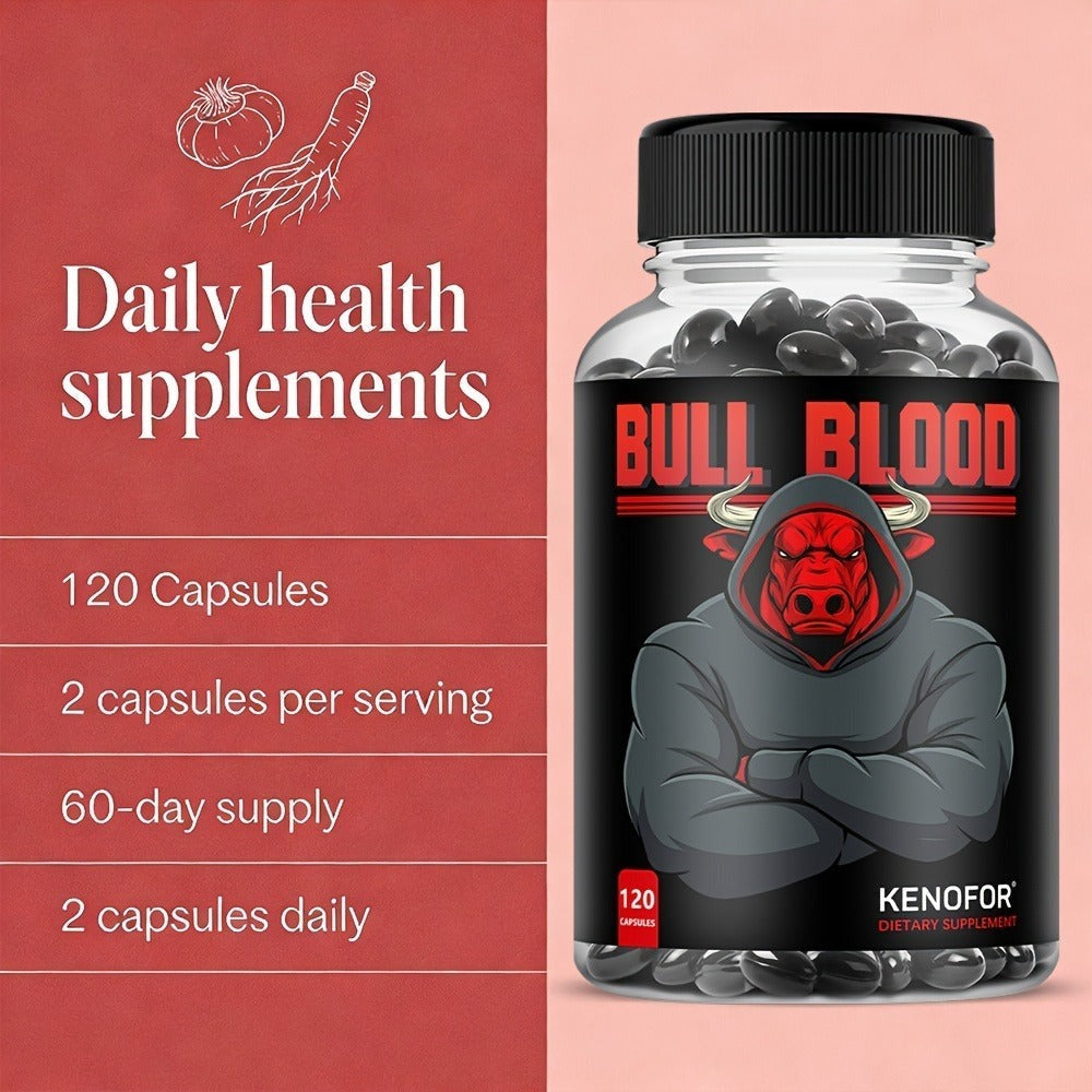 Bovine Blood Capsules - Premium Dietary Supplement - Contains Ingredients Such As Maca Root And Saw Palmetto Berries - Supports Overall Health And Daily Vitality - 120 Capsules