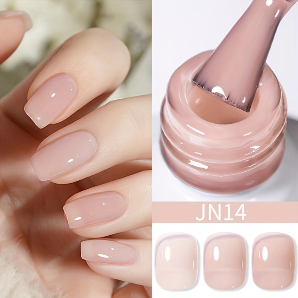 BORN PRETTY 0.34oz Jelly Gel Nail Polish Pink Nude Transparent Skin Color Soak Off LED Jade Nail Art Semi Permanent Varnish