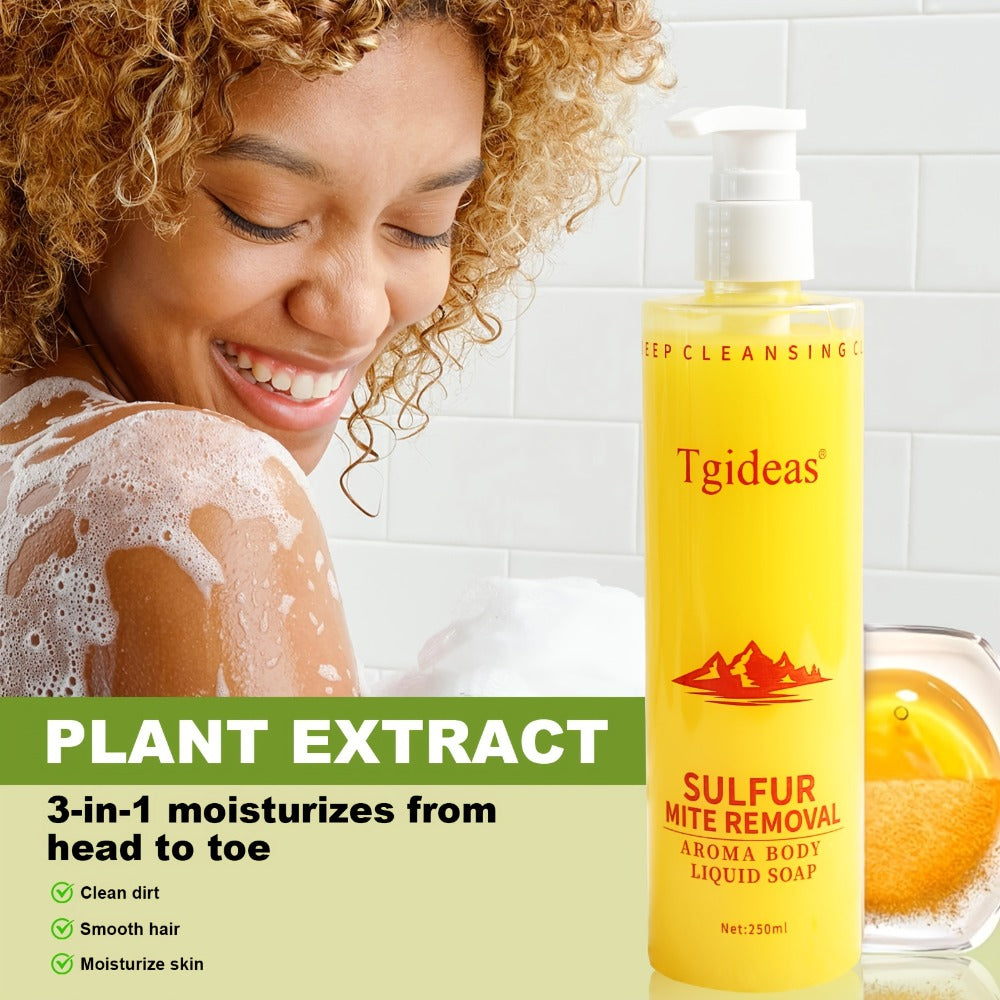 Sulfur Shampoo & Body Wash 2-in-1 — Scented Sulfur Soap Cleansing Liquid for Gentle Daily Hair & Skin Care | 2 Bottles | Household Shampoo & Body Wash Set