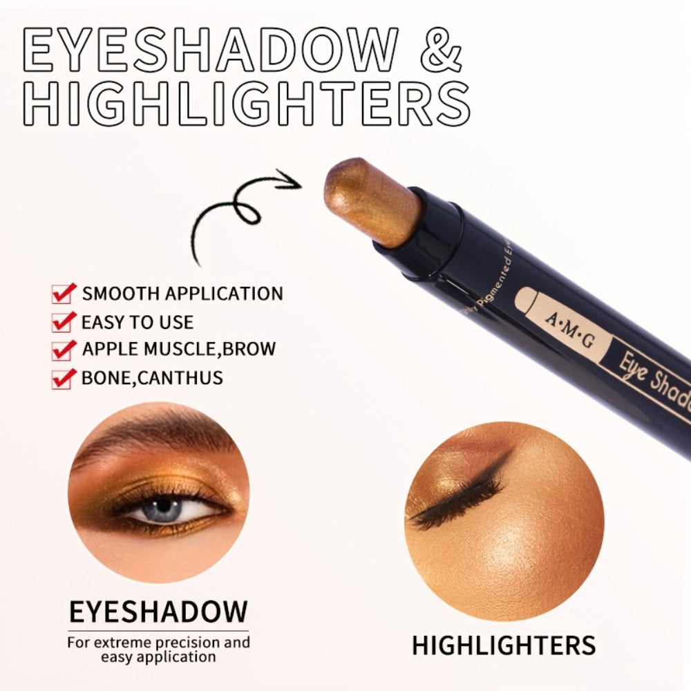 Eyeshadow Pencil Set 6 Colors - Waterproof Metallic & Matte Eyeshadow Sticks, Multicolor Highlight Eyeliner, Long-Lasting Glitter & Neutral Brown Crayons, Easy Eye Makeup for Women