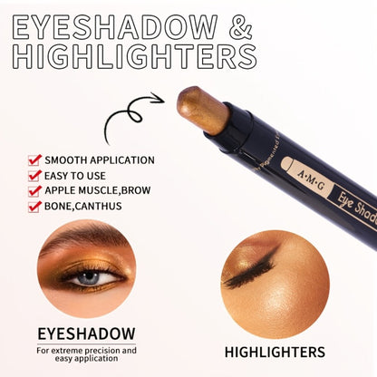 Eyeshadow Pencil Set 6 Colors - Waterproof Metallic & Matte Eyeshadow Sticks, Multicolor Highlight Eyeliner, Long-Lasting Glitter & Neutral Brown Crayons, Easy Eye Makeup for Women