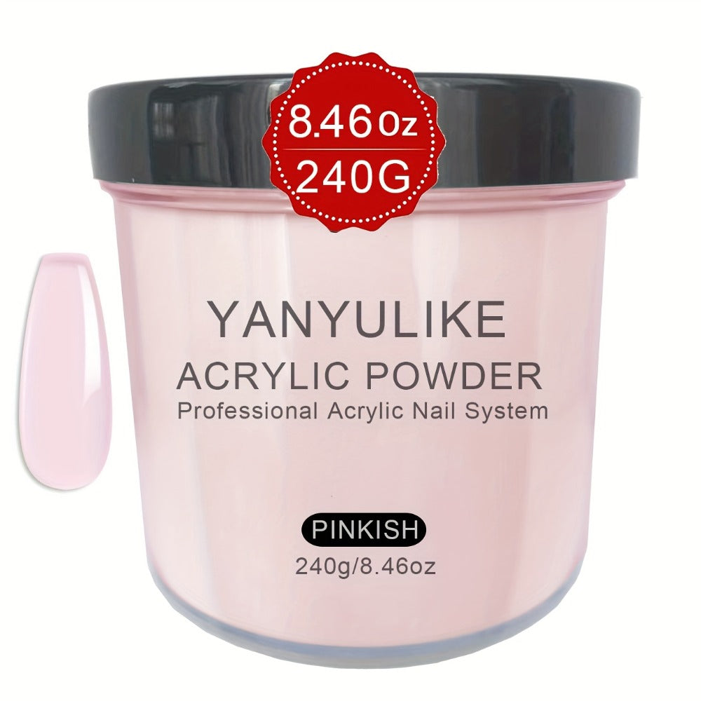 Professional 8oz Acrylic Nail Powder for Instant Nails- No/ Lamp Required, Quick- Powder Suitable for Extensions, 3D Nail Art & Carving (Transparent, White, Pink, Naked Beige)