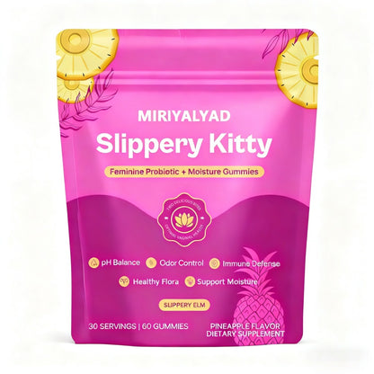 Feminine Probiotic Gummies 60-Count 30-Day Supply | pH Balance Odor Control & Vaginal Moisture Support | Slippery Elm Bacillus Coagulans Pineapple Flavor | Vegan Gluten-Free Women's Health