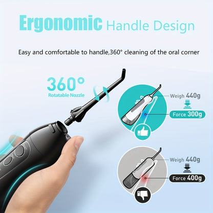 Cordless Water Flosser Portable Oral Irrigator, Rechargeable Electric Teeth Cleaner with Travel-Ready Design, Deep Gum & Teeth Cleaning, Compact 300ml Tank, Available in Black, White & Pink