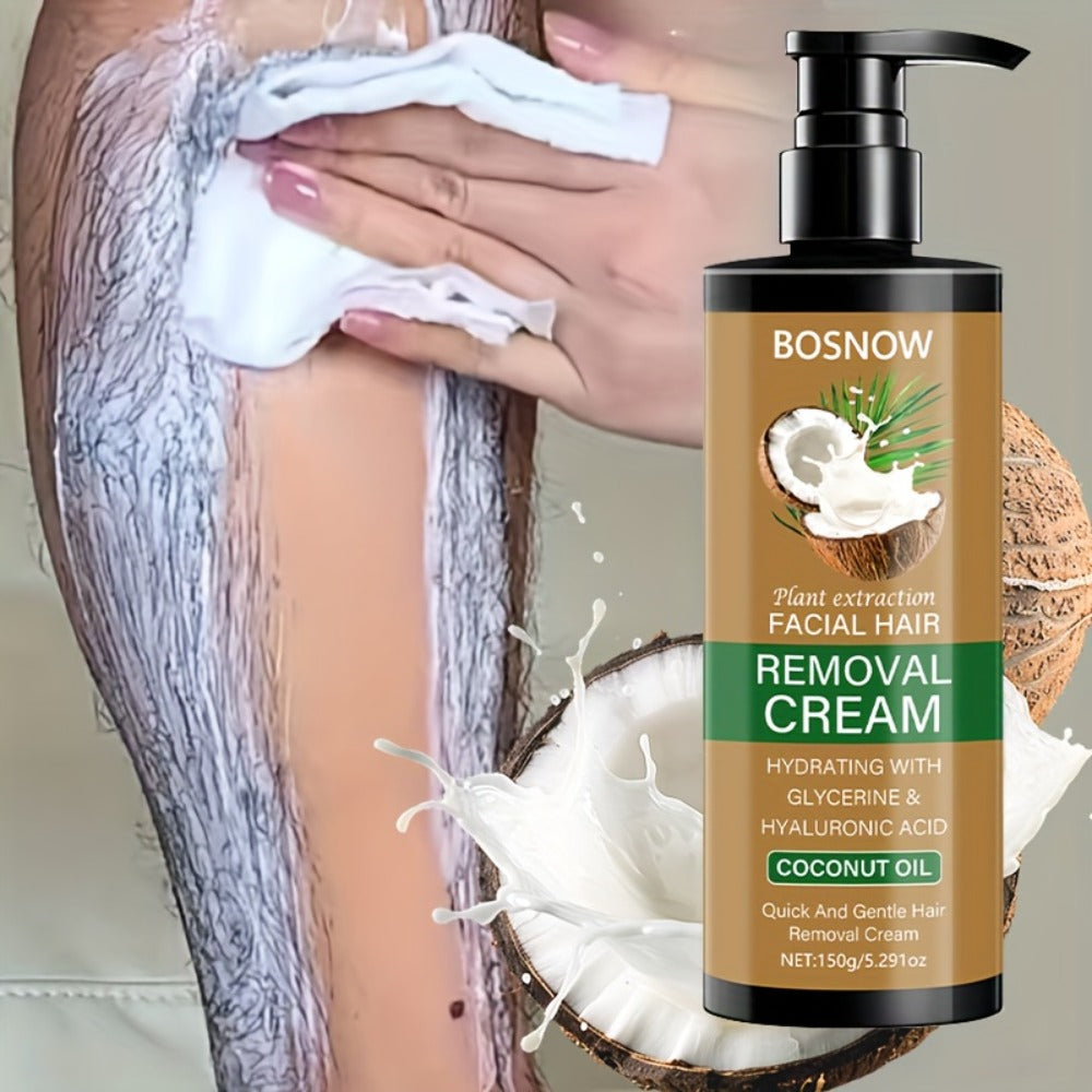 150g Coconut Hair Removal Cream, Non-permanent Hair Removal, Painless Hair Removal, Hair Removal Clean And Thorough Without Residue, 3 Minutes Fast Hair Removal, 15 Days Lasting Effect, Suitable for Underarms, Lips, Arms, Thighs, Body, Private Parts, Unde
