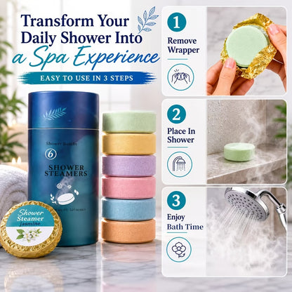 Shower Bombs 6 Pack with Essential Oils - Eucalyptus & Lavender Shower Steamers for Aromatherapy, Stress Relief, Self Care Gift for Women Men, Birthday Mother's Day Christmas Gifts