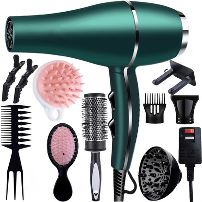 Professional Hair Dryer Set with Accessories - Brushless Motor Blow Dryer Kit with Concentrator Nozzle Comb Clip 2 Modes 3 Speeds for Home Travel Salon Black White Blue Green