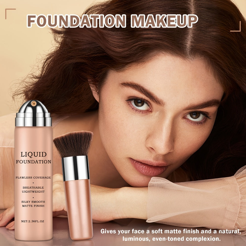 [Full Coverage Foundation] Liquid Foundation Full Coverage Foundation for Mature Skin, Long-Lasting Natural Matte Effect