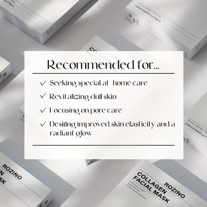 Collagen Sheet Mask Set 10pcs — Bio-Collagen Hydrogel Face Mask with Aloe Vera, Intense Hydration for Dewy Glowing Skin, Alcohol-Free Hypoallergenic, 25ml Each