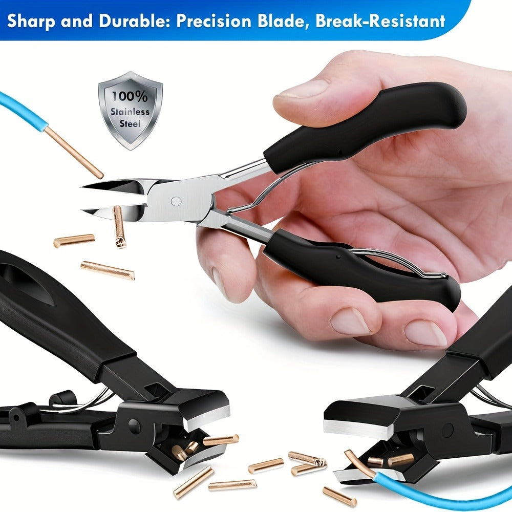 5pcs Set Of Thick Nail Clippers For Seniors - Wide Plier Opening Big Toe Nail Clipper Suitable For Thick Ingrown Nails, Professional Sharp Heavy Duty Nail Scissors, Suitable For Men And Senior Citizens