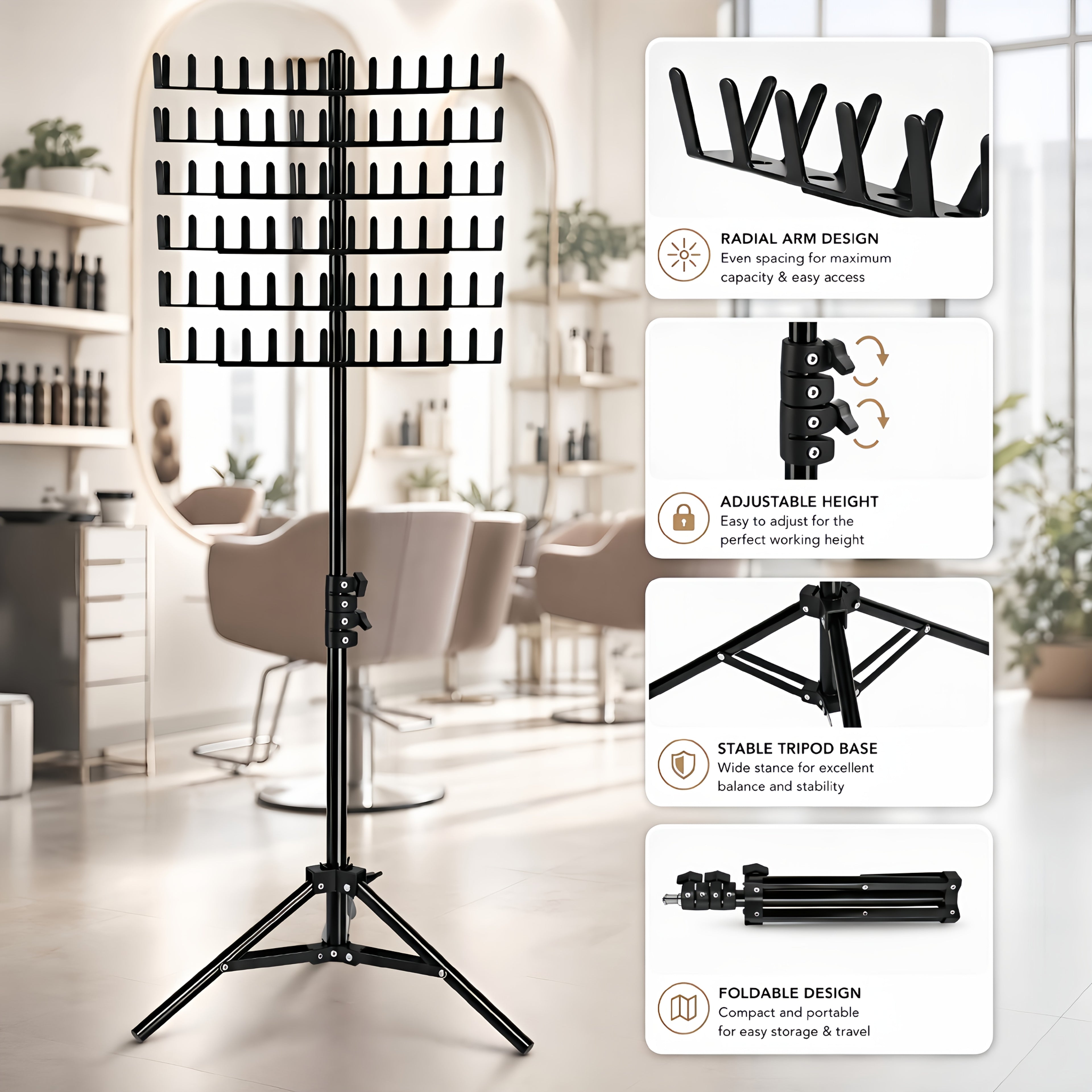 Braiding Hair Rack, Standing Hair Extension Holder Hanger, Hair Divider Rack for Braiding Hair Separator, Display Stand, Gifts for Women