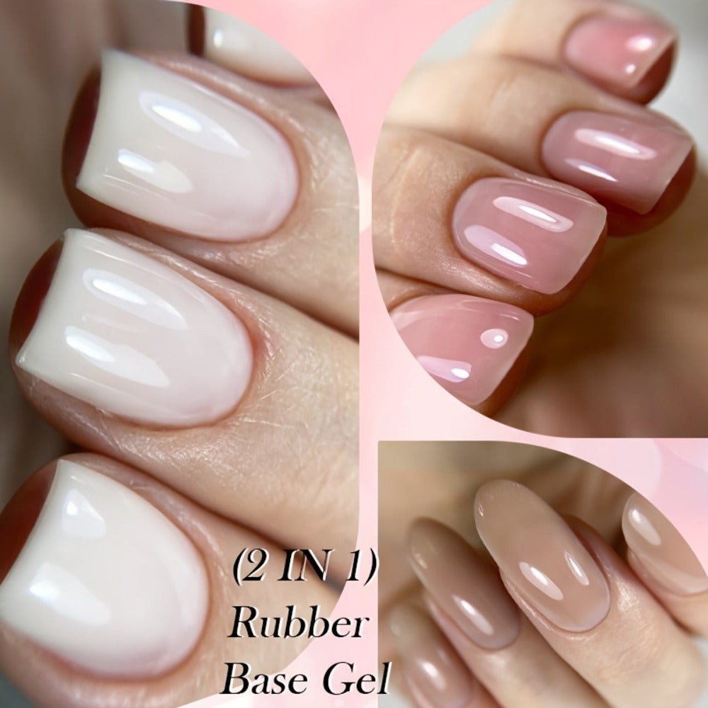 LILYCUTE 0.24oz 6pcs 2 In1 Rubber Base Gel Nude Pink Color Soak Off LED Semi Permant Self-leveling Gel Nail Art Varnish