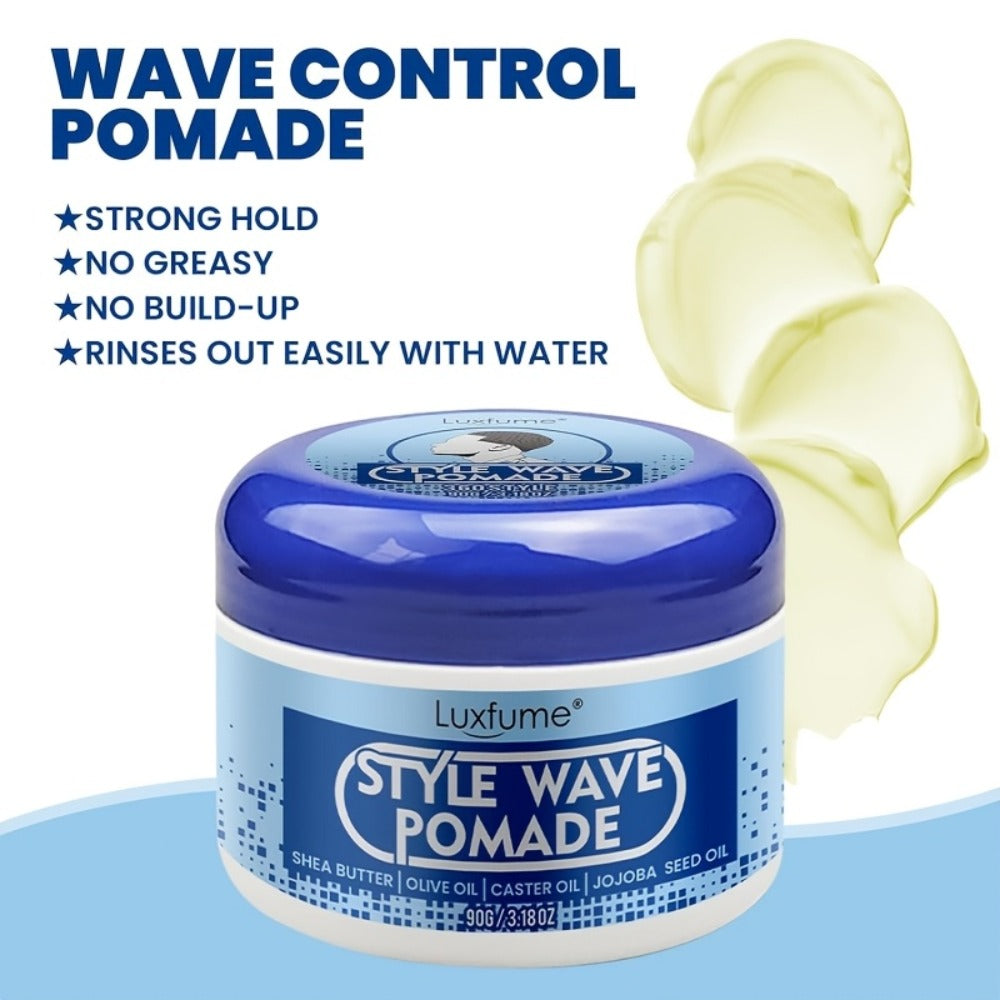 Wave Pomade for Men — Strong Hold Non-Greasy Hair Styling Cream for 360 Waves & Layered Waves, Silky Shine Matte Finish, Natural Wave Grease for Soft Touchable Waves