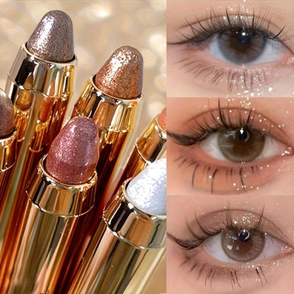 Eyeshadow Stick 6pcs Shimmer Double Head Highlighter Pen One Touch Application Luminous Eye Makeup - Plant-Based Squalane Formula for Beginners & Beauty Lovers