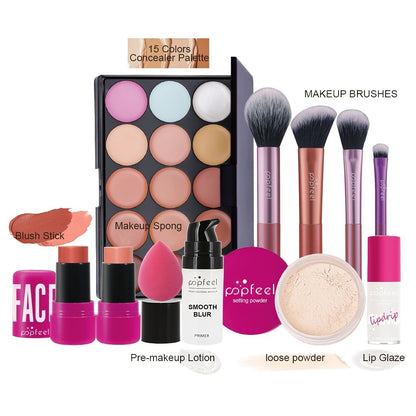 Makeup Gift Set — Eye Shadow Palette, Blush & Foundation, Long-Lasting Waterproof Cosmetic Kit for Women, Perfect Birthday & Valentine's Day Gift Box with Full Face Beauty Tools