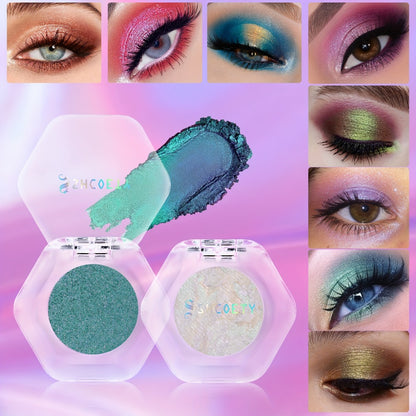 Eyeshadow Palette 12 Shades Chameleon Color-Shifting Matte Shimmer Set with Pearlescent Pigments - Blendable Long-Lasting Eye Makeup Kit for Women All Skin Tones