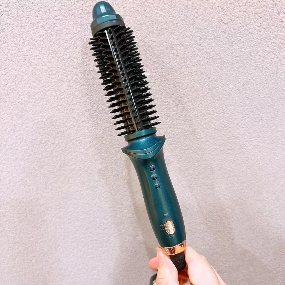 Heated Curling Brush with a Thermal Design, Comb, Ceramic Curling Iron, Volumizing Round Brush, And a Travel-Friendly Hair Curler